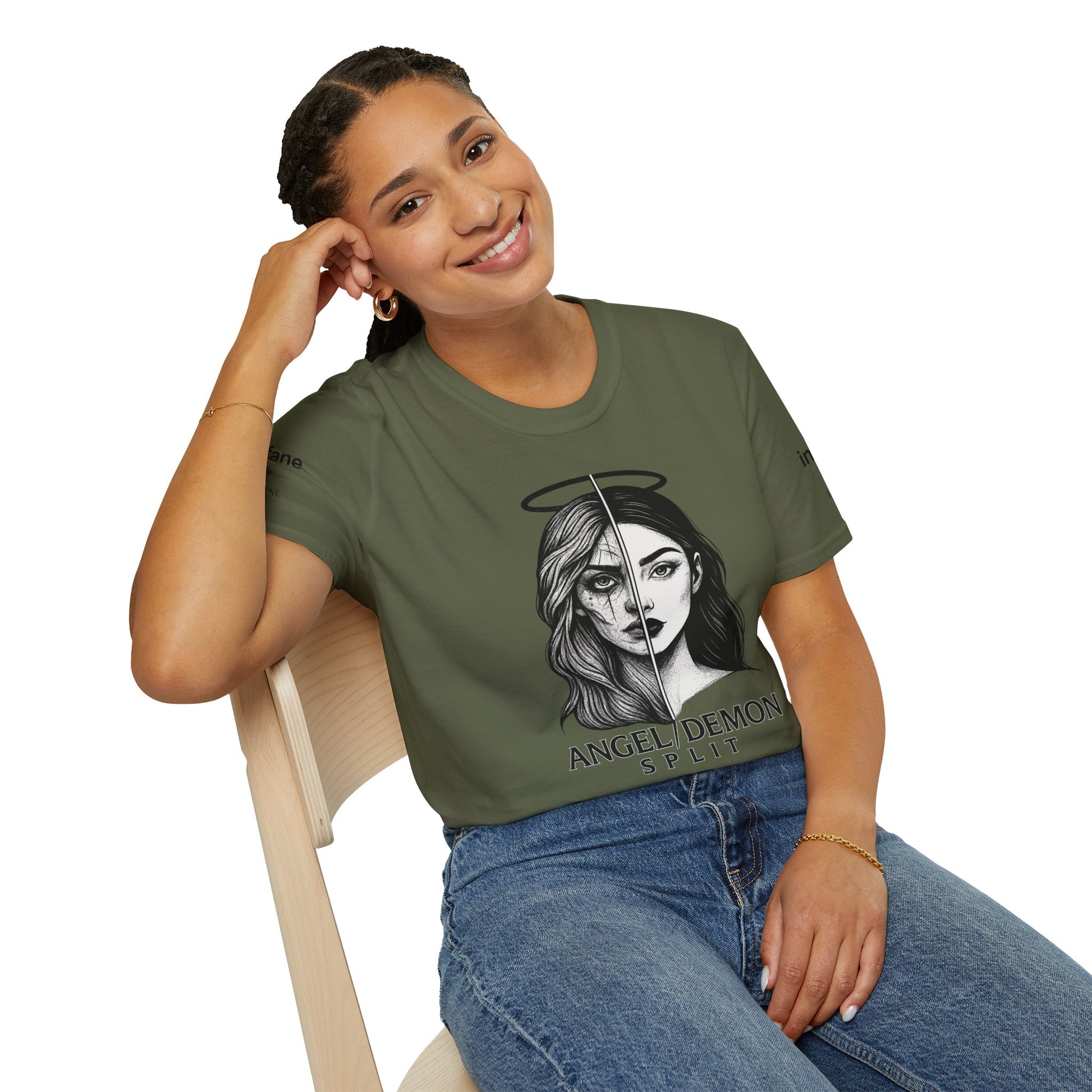 Unisex Softstyle T-Shirt - Angel/Demon Split Infane EU