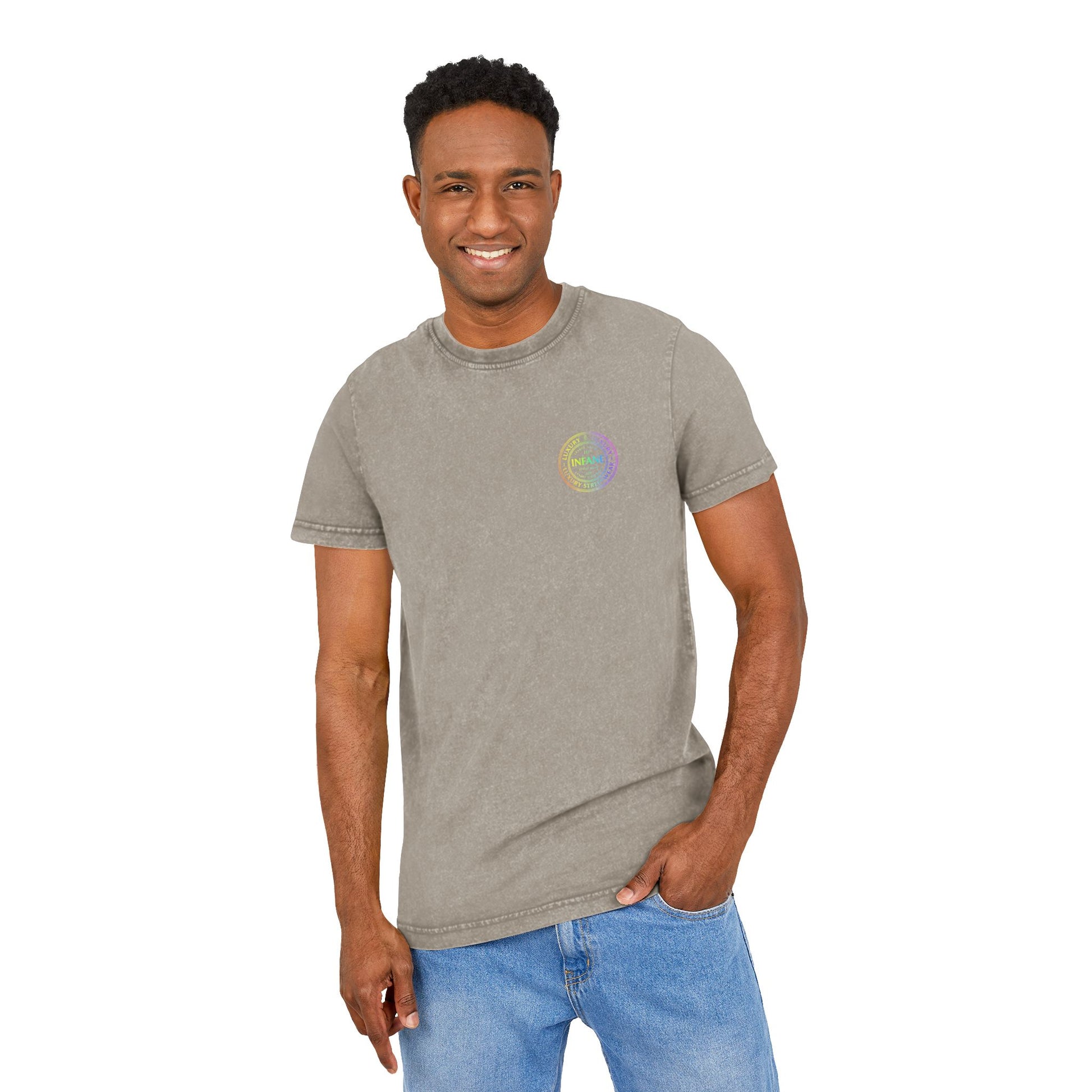 Acid Washed Graphic Colorful Teux